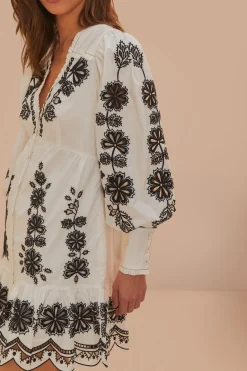 FARM Rio White Flowers Richelieu Mini Dress
