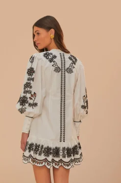 FARM Rio White Flowers Richelieu Mini Dress