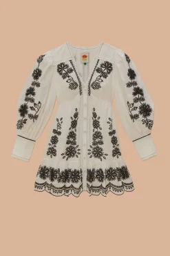 FARM Rio White Flowers Richelieu Mini Dress