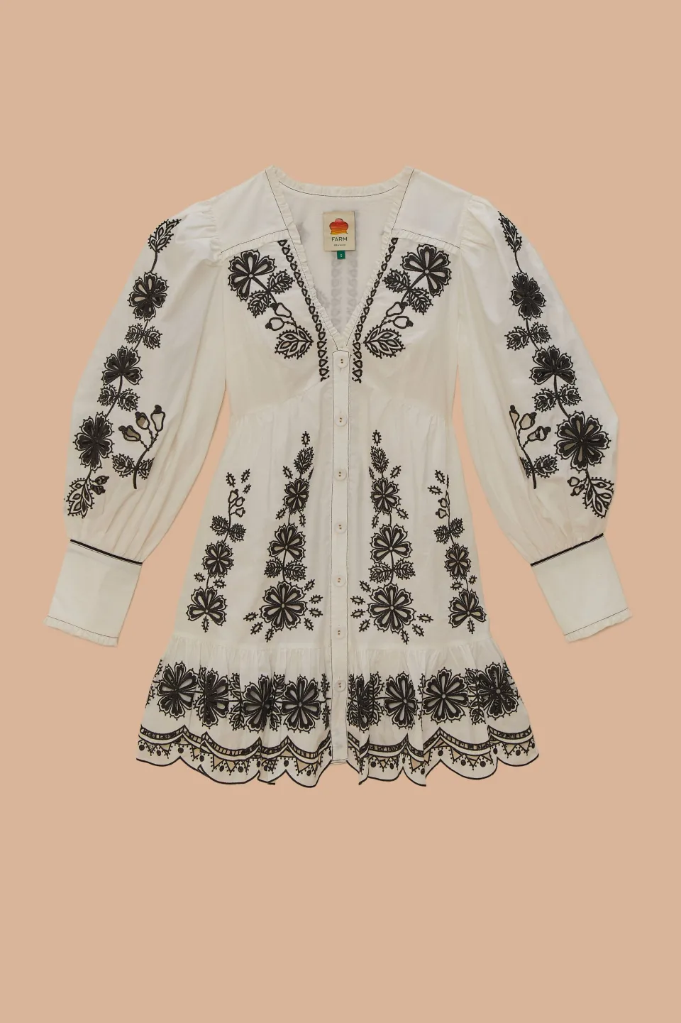 FARM Rio White Flowers Richelieu Mini Dress