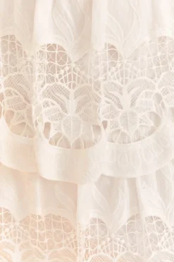 FARM Rio White Lace Midi Skirt New
