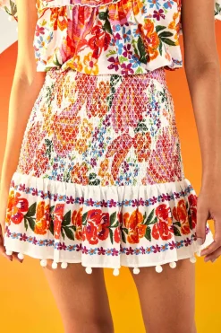 FARM Rio WHITE MINI SKIRT | Spring Bananas Print Best