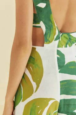 FARM Rio White Monstera One Shoulder Jumpsuit Clearance
