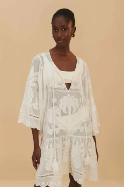 FARM Rio White Palm Tree Cutwork Mini Dress Online