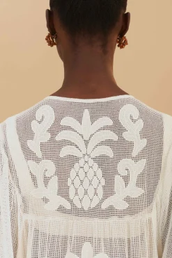 FARM Rio White Palm Tree Cutwork Mini Dress Online