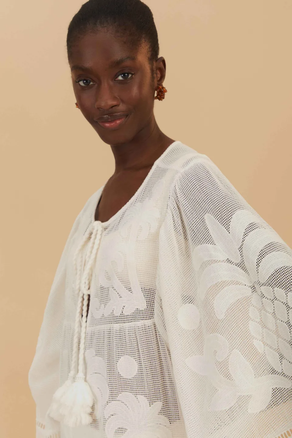 FARM Rio White Palm Tree Cutwork Mini Dress Online