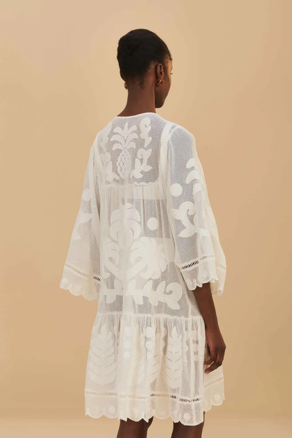 FARM Rio White Palm Tree Cutwork Mini Dress Online