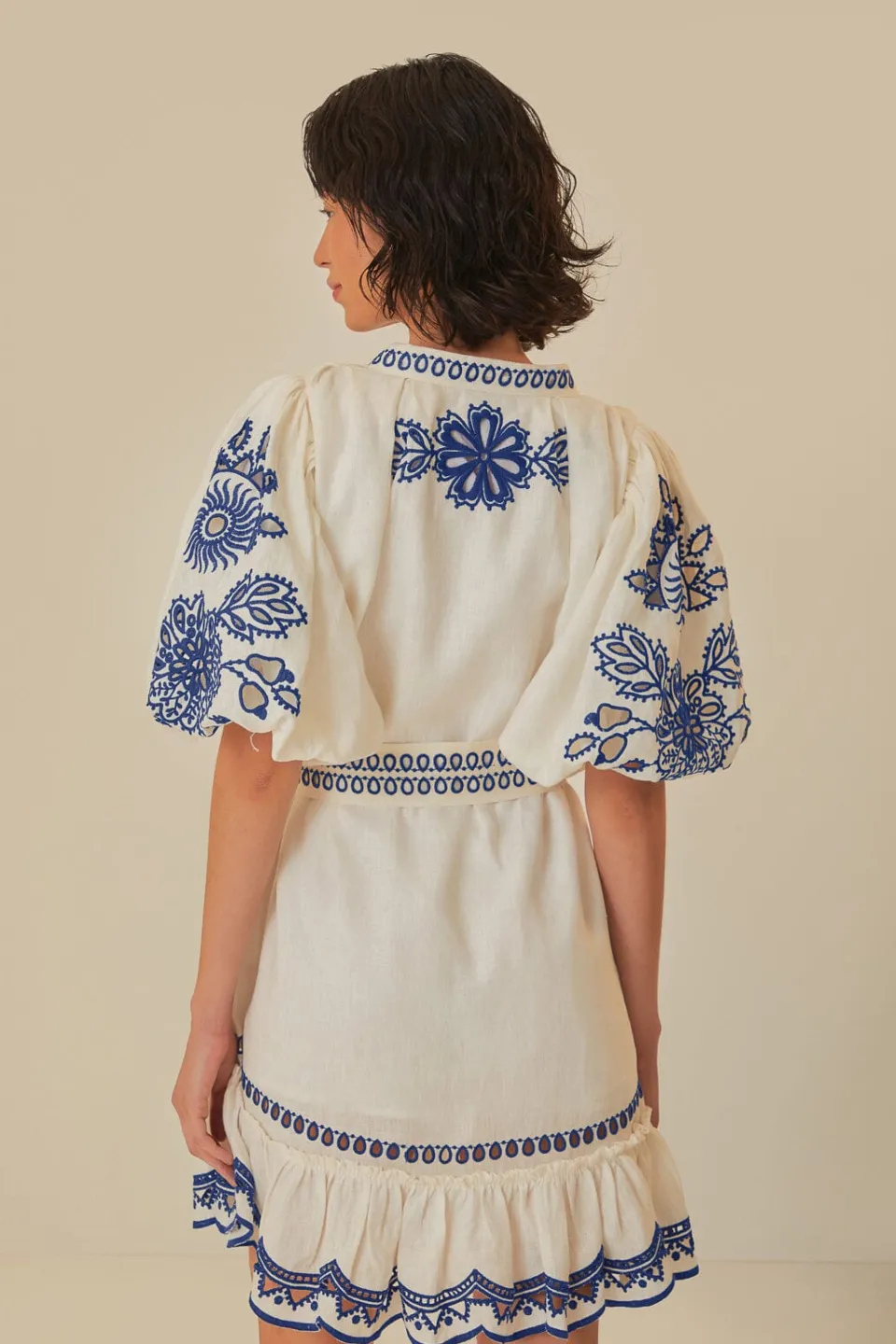 FARM Rio White Richelieu Euroflax™ Premium Linen Mini Dress