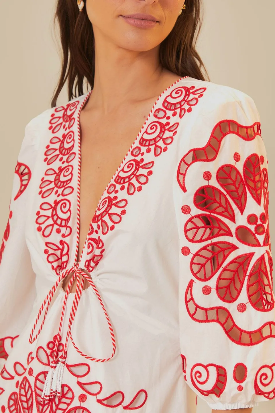 FARM Rio White Richelieu V Neck Maxi Dress Online