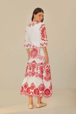 FARM Rio White Richelieu V Neck Maxi Dress Online
