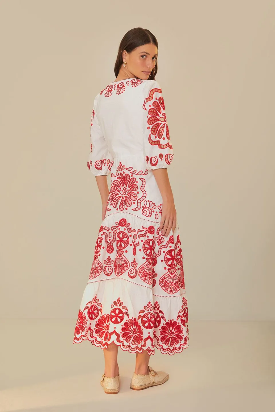 FARM Rio White Richelieu V Neck Maxi Dress Online