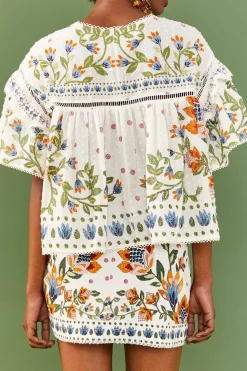 FARM Rio White Summer Garden Blouse Clearance