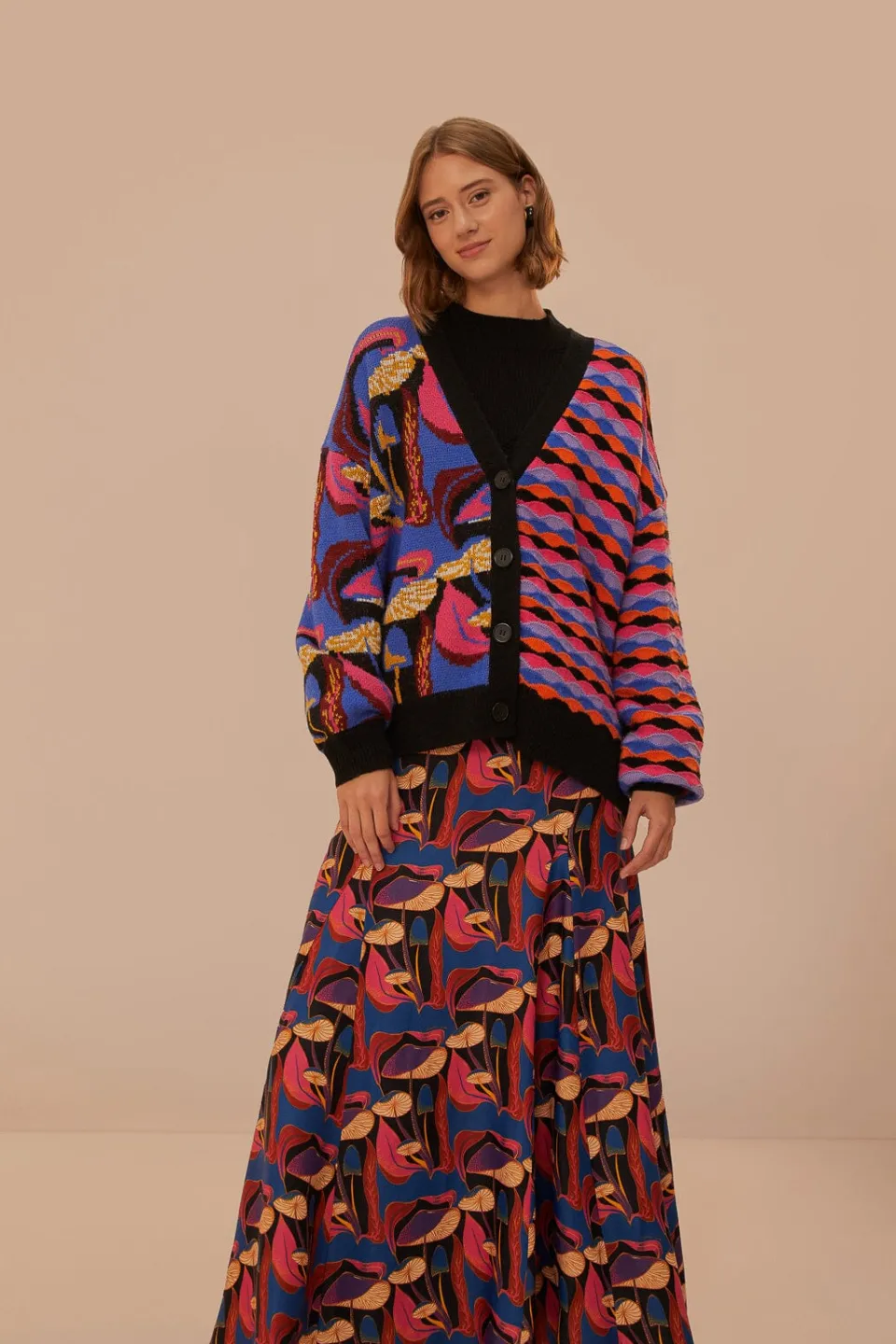 FARM Rio Wild Mushrooms Black Maxi Skirt Hot