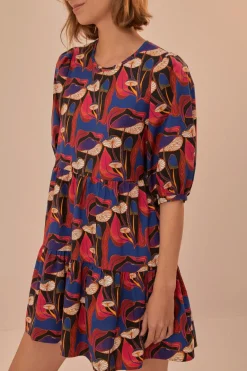 FARM Rio Wild Mushrooms Black Puff Sleeve Mini Dress Best