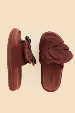 FARM Rio Wine Monstera Anatomic Slide Sandal New