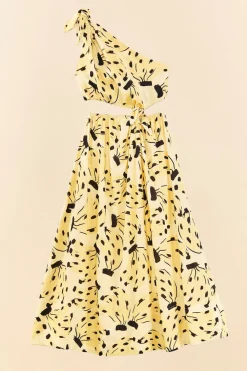 FARM Rio Yellow Bossa Banana Knot Midi Dress Best