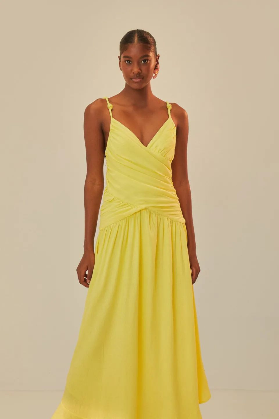 FARM Rio Yellow Cross Over Maxi Dress