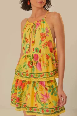 FARM Rio Yellow Delicate Fruit Garden Mini Skirt Sale