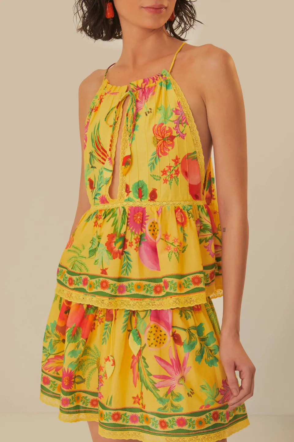 FARM Rio Yellow Delicate Fruit Garden Mini Skirt Sale