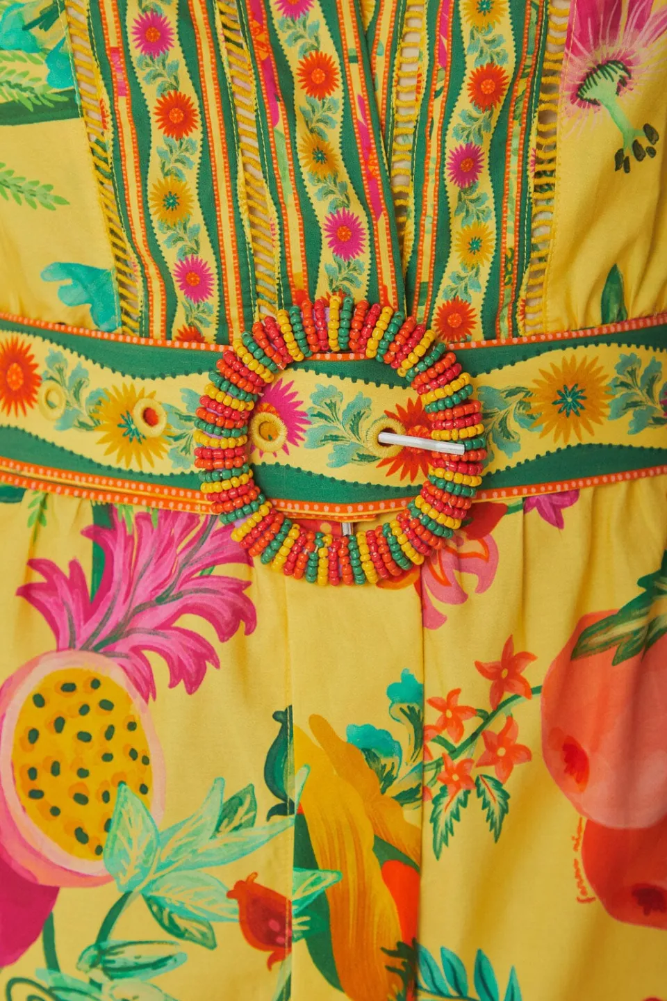 FARM Rio Yellow Delicate Fruit Garden Organic Cotton Mini Dress Hot