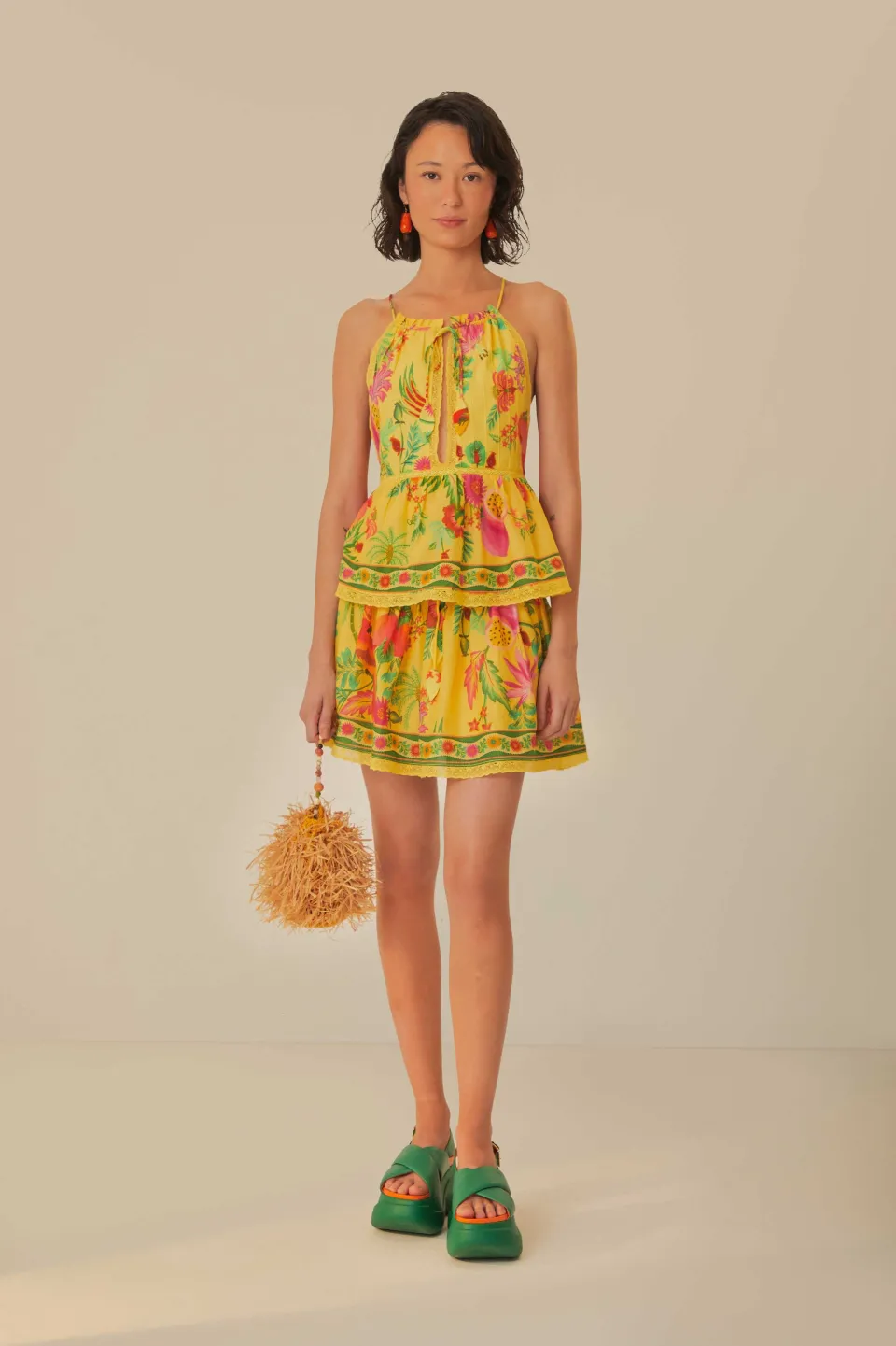 FARM Rio Yellow Delicate Fruit Garden Sleeveless Blouse Discount