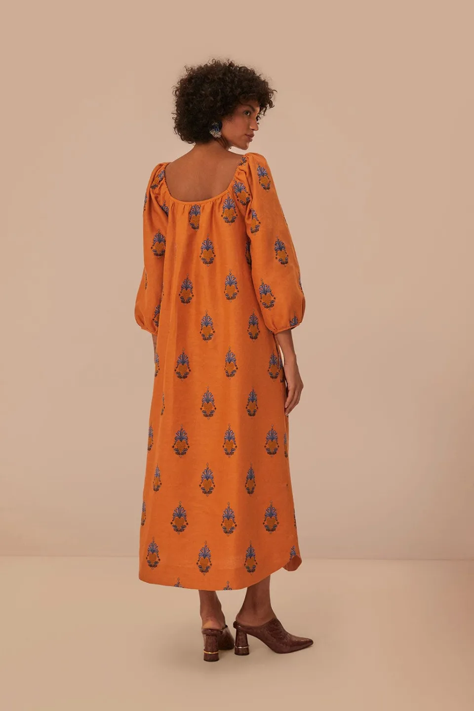 FARM Rio Yellow Embroidered Midi Dress Outlet
