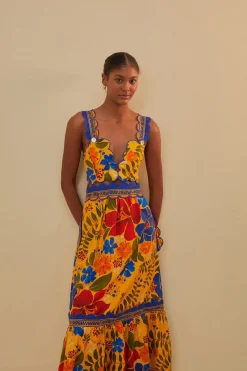 FARM Rio Yellow Floral Yard Lenzing™ Ecovero™ Euroflax™ Midi Dress Best
