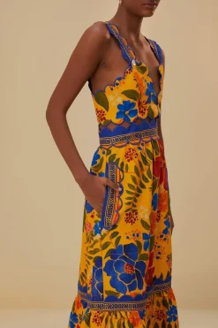 FARM Rio Yellow Floral Yard Lenzing™ Ecovero™ Euroflax™ Midi Dress Best