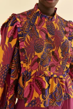 FARM Rio Yellow Fruit Dream Long Sleeve Blouse Discount