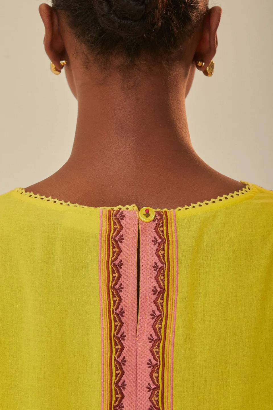 FARM Rio Yellow Garden Tapestry Embroidered Blouse Outlet