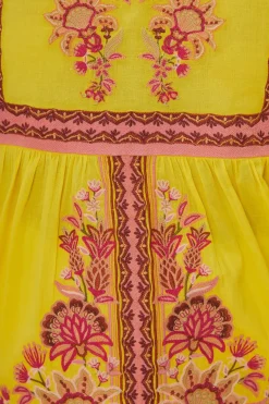 FARM Rio Yellow Garden Tapestry Embroidered Blouse Outlet