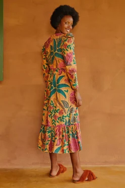 FARM Rio YELLOW MIDI DRESS | Flowerdoscopic Print Sale