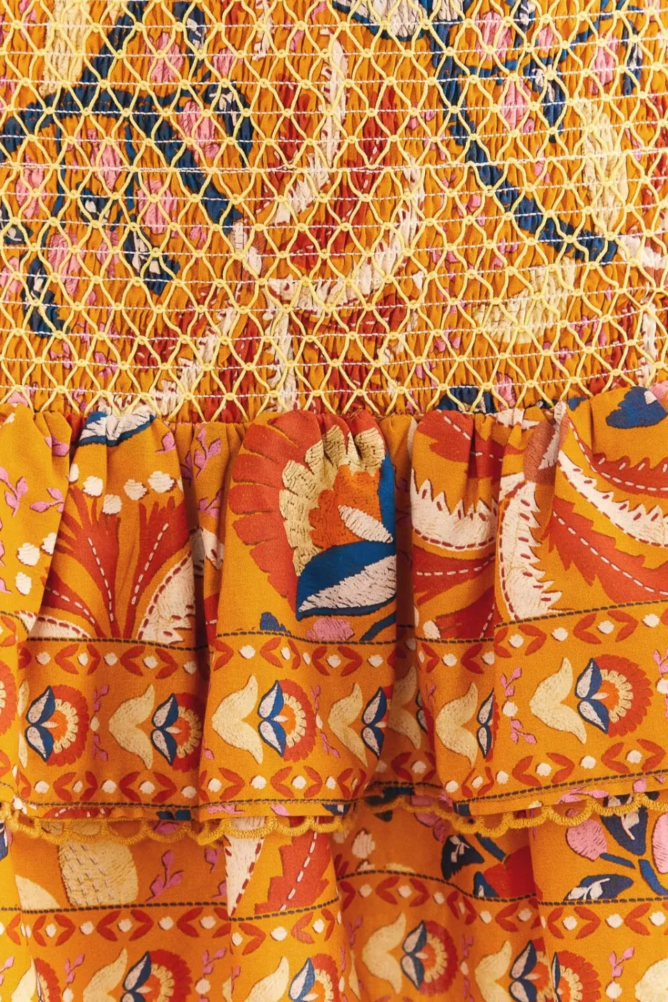 FARM Rio Yellow Palms Party Smocked Mini Skirt New
