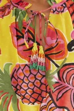 FARM Rio YELLOW RUFFLE DRESS | Mini | Fruit Dream Print Discount