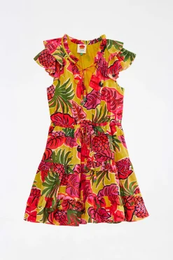 FARM Rio YELLOW RUFFLE DRESS | Mini | Fruit Dream Print Discount
