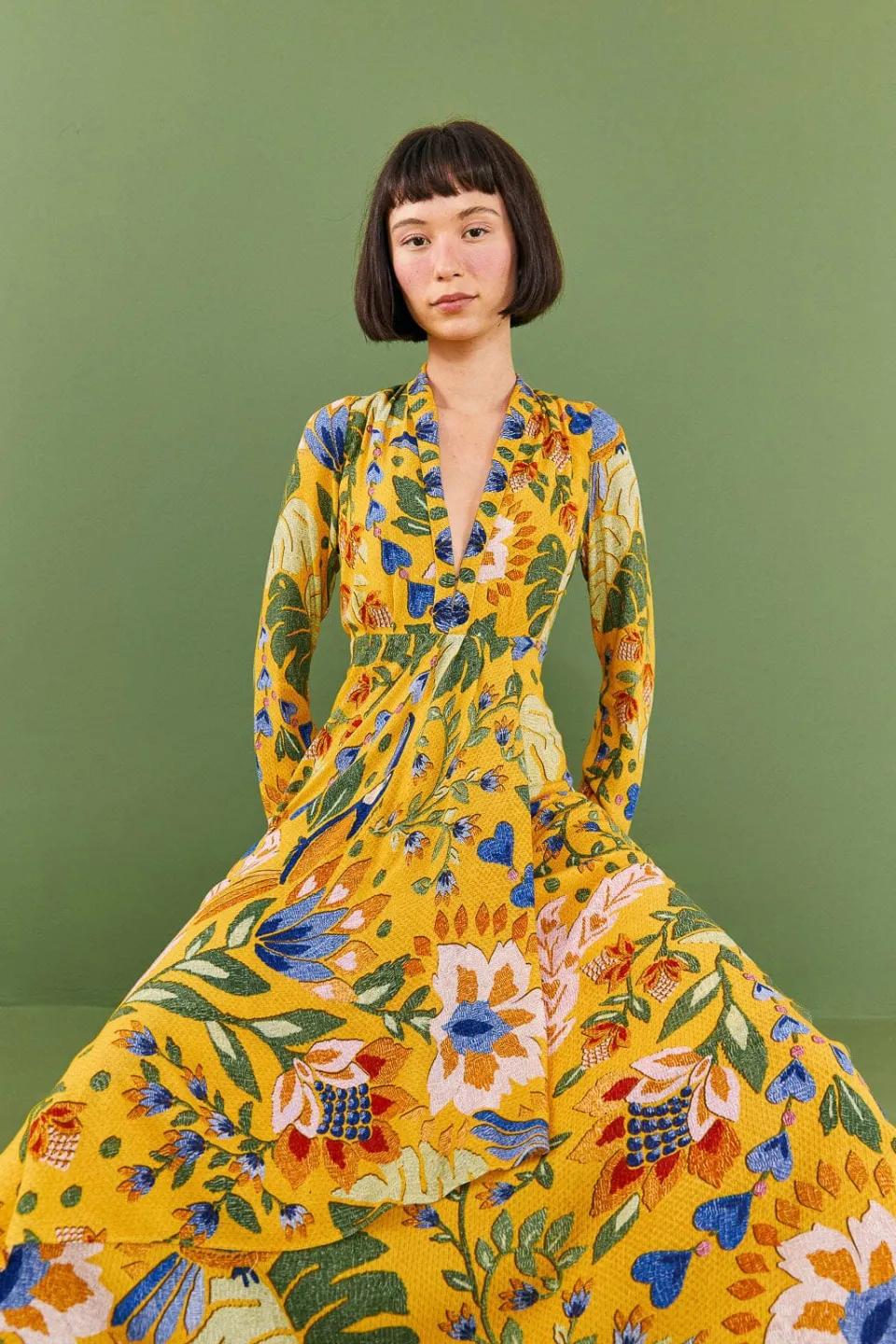 FARM Rio Yellow Summer Garden Maxi Dress Hot