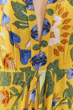 FARM Rio Yellow Summer Garden Maxi Dress Hot