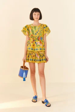FARM Rio Yellow Summer Garden Mini Skirt Sale