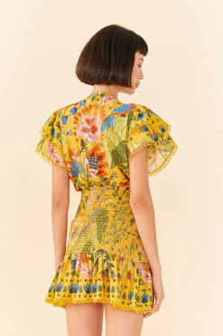 FARM Rio Yellow Summer Garden Mini Skirt Sale