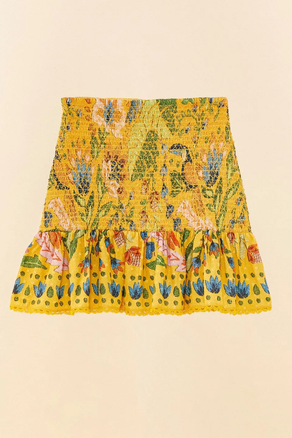 FARM Rio Yellow Summer Garden Mini Skirt Sale