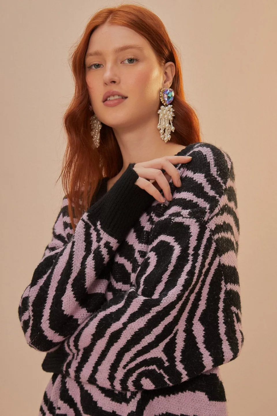 FARM Rio Zebra Skin Knit Sweater
