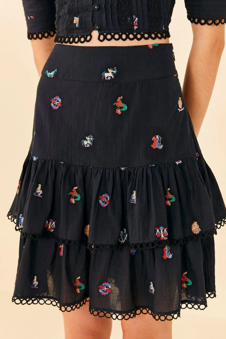 FARM Rio Zodiac Cross Stitch Mini Skirt Best